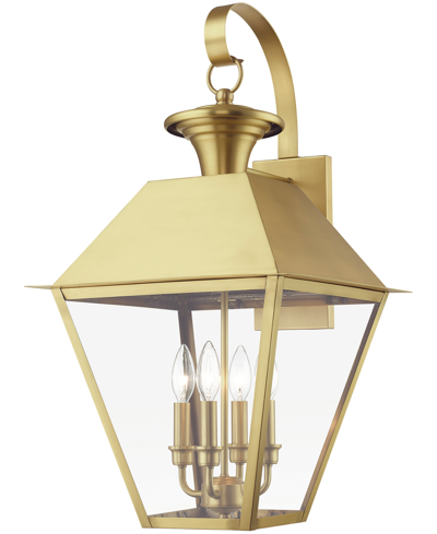 Shop Livex Wentworth 4 Light Outdoor Extra Large Wall Lantern In Natural Brass