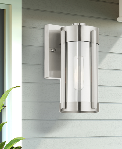 Livex Sheridan 1 Light Outdoor Wall Lantern In Brushed Nickel