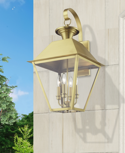 Shop Livex Wentworth 4 Light Outdoor Extra Large Wall Lantern In Natural Brass