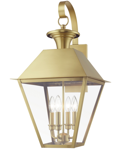 Shop Livex Wentworth 4 Light Outdoor Extra Large Wall Lantern In Natural Brass