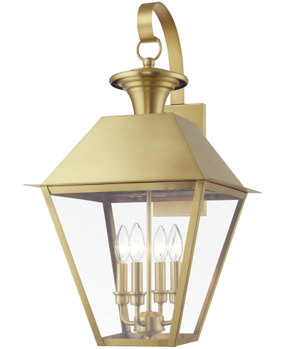 Livex Wentworth 4 Light Outdoor Extra Large Post Top Lantern In Natural Brass