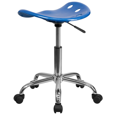 Shop Flash Furniture Vibrant Bright Blue Tractor Seat And Chrome Stool