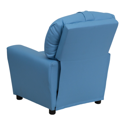 Shop Flash Furniture Contemporary Light Blue Vinyl Kids Recliner With Cup Holder