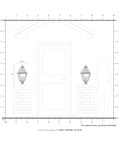 Shop Livex Wentworth 3 Light Outdoor Post Top Lantern In Black With Brushed Nickel
