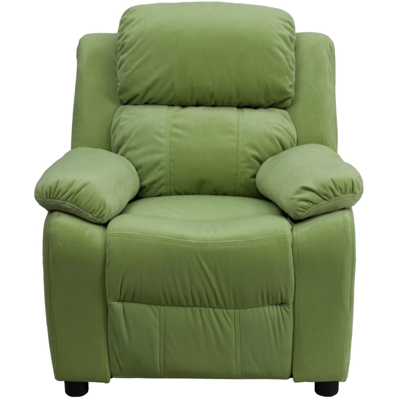 Shop Flash Furniture Deluxe Padded Contemporary Avocado Microfiber Kids Recliner With Storage Arms In Green