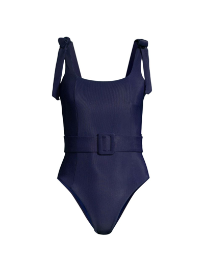 Shop Beach Riot Women's Sydney Ribbed One-piece Swimsuit In Navy