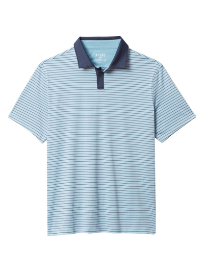 Shop Rhone Men's Golf Sport Striped Polo Shirt In Misty Blue Navy Stripe