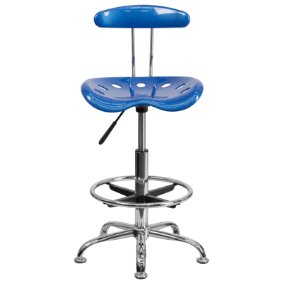 Shop Flash Furniture Vibrant Bright Blue And Chrome Drafting Stool With Tractor Seat