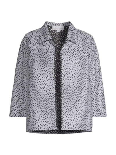 Shop Caroline Rose Women's Contrast Dot Jacquard Easy Jacket In White Black