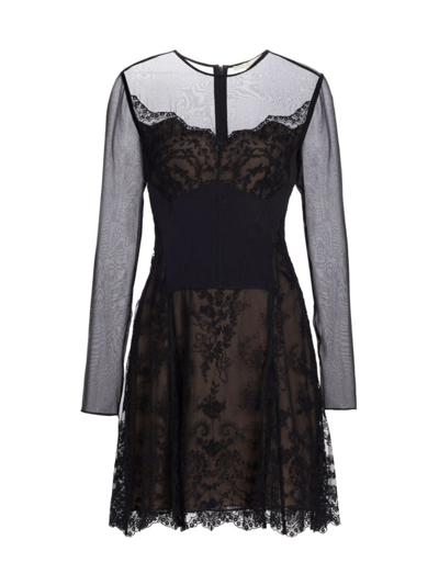 Shop Jason Wu Collection Women's Lace Chiffon Minidress In Black
