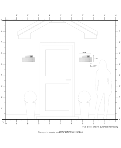 Livex Lynx 2 Light Outdoor Ada Wall Sconce In Black With Brushed