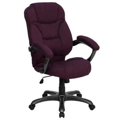 Shop Flash Furniture High Back Grape Microfiber Contemporary Executive Swivel Chair With Arms In Purple