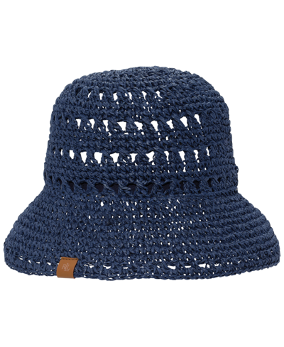 Shop Lauren Ralph Lauren Paper Straw Crochet Bucket Hat In Indigo Dusk