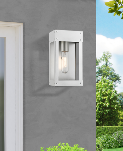 Livex Barrett 1 Light Outdoor Wall Lantern In Painted Satin Nickel With
