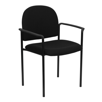 Shop Flash Furniture Comfort Black Fabric Stackable Steel Side Reception Chair With Arms