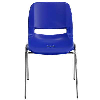 Shop Flash Furniture Hercules Series 661 Lb. Capacity Navy Ergonomic Shell Stack Chair With Chrome Frame And 16'' Seat He In Blue