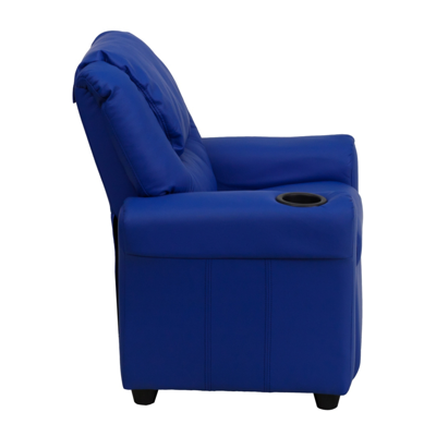 Shop Flash Furniture Contemporary Blue Vinyl Kids Recliner With Cup Holder And Headrest