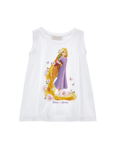 Shop Monnalisa Rapunzel Sleeveless Maxi T-shirt In White