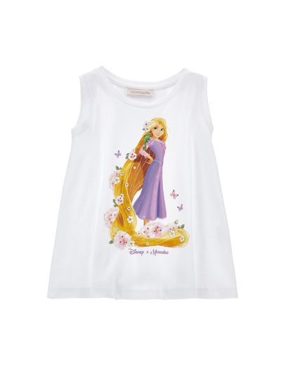Monnalisa Graphic-print Rhinestone-embellished Top In White