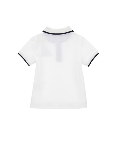 Monnalisa Cotton Piqué Polo Shirt In White
