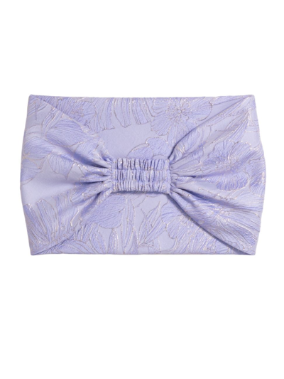 Shop Amsale Women's Floral Embroidered Elasticized Shawl In Lilac Silver