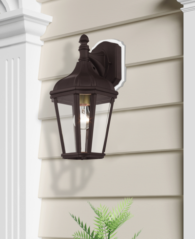 Livex Morgan 1 Light Outdoor Wall Lantern In Bronze With Antique Gold