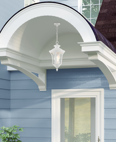 Livex Oxford 3 Light Outdoor Pendant Lantern In Textured White