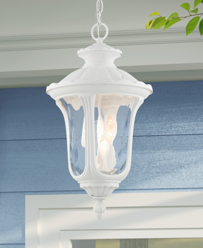 Livex Oxford 3 Light Outdoor Pendant Lantern In Textured White