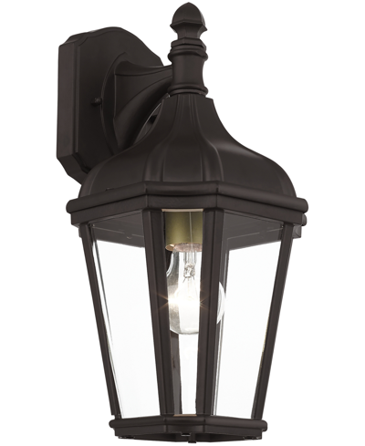 Livex Morgan 1 Light Outdoor Wall Lantern In Bronze With Antique Gold