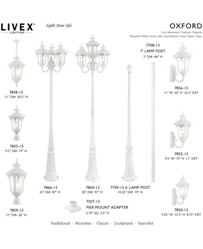 Livex Oxford 3 Light Outdoor Pendant Lantern In Textured White