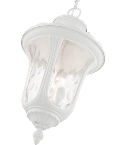 Livex Oxford 3 Light Outdoor Pendant Lantern In Textured White