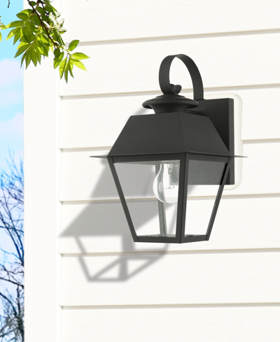 Livex Wentworth 1 Light Outdoor Wall Lantern In Black With Brushed Nickel