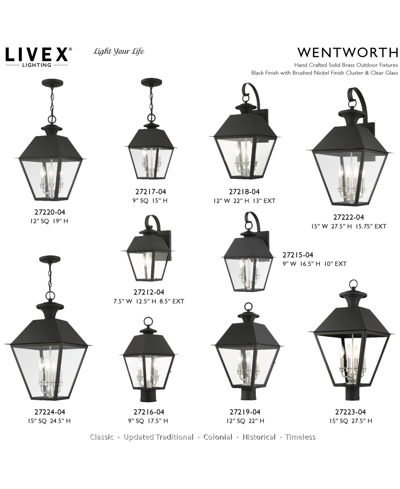 Livex Wentworth 1 Light Outdoor Wall Lantern In Black With Brushed Nickel