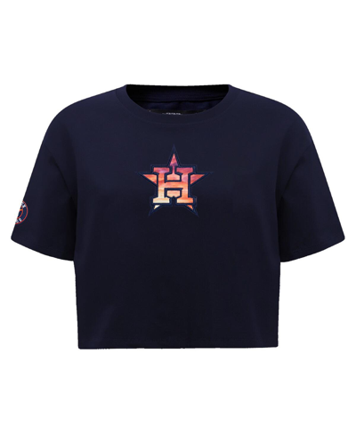 Pro Standard Women's  Navy Houston Astros Painted Sky Boxy Cropped T-shirt In Navy