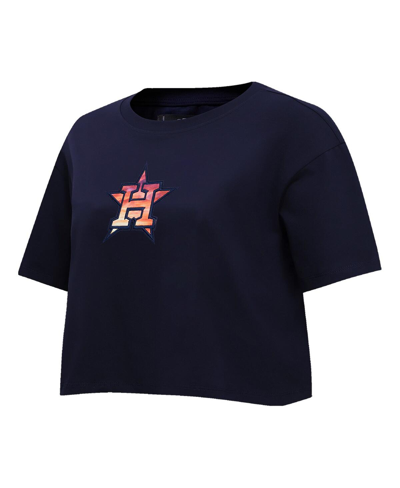 Pro Standard Women's  Navy Houston Astros Painted Sky Boxy Cropped T-shirt In Navy