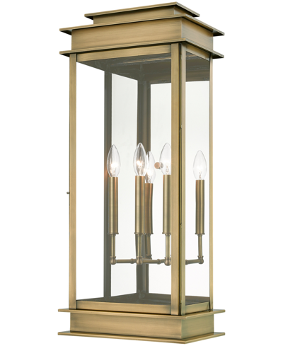 Shop Livex Princeton 3 Light Outdoor Extra Large Wall Lantern In Antique Brass
