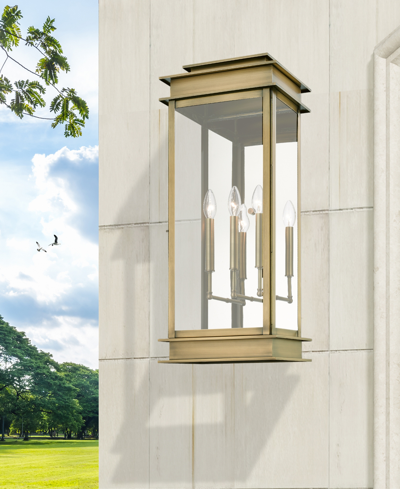 Livex Princeton 3 Light Outdoor Extra Large Wall Lantern In Antique Brass