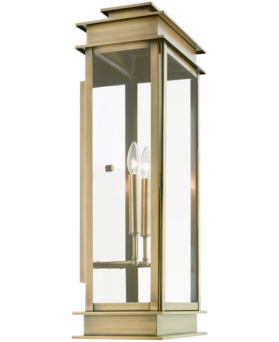 Shop Livex Princeton 3 Light Outdoor Extra Large Wall Lantern In Antique Brass