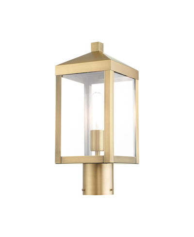 Livex Nyack 1 Light Outdoor Post Top Lantern In Antique Brass