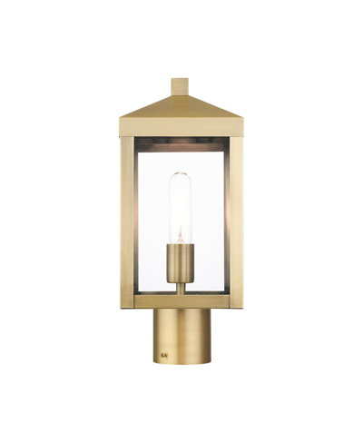 Livex Nyack 1 Light Outdoor Post Top Lantern In Antique Brass