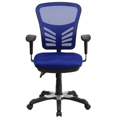 Shop Flash Furniture Mid-back Blue Mesh Multifunction Executive Swivel Chair With Adjustable Arms