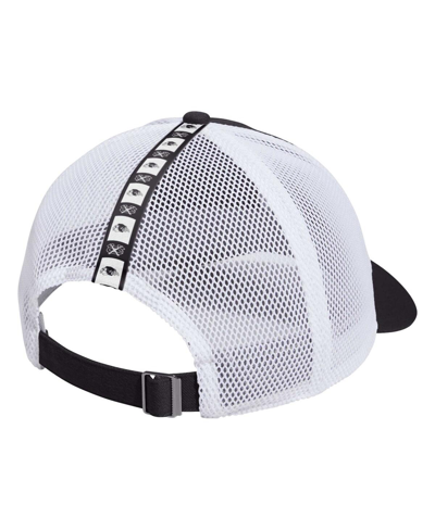 Shop Adidas Originals Men's Adidas Black, White Chicago Blackhawks Cross Sticks Trucker Adjustable Hat In Black,white