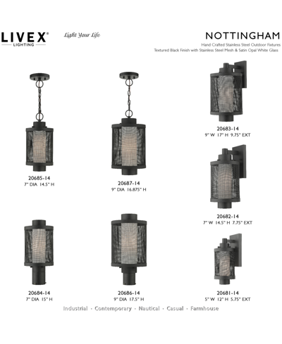 Livex Nottingham 1 Light Texture Post Top Light In Textured Black