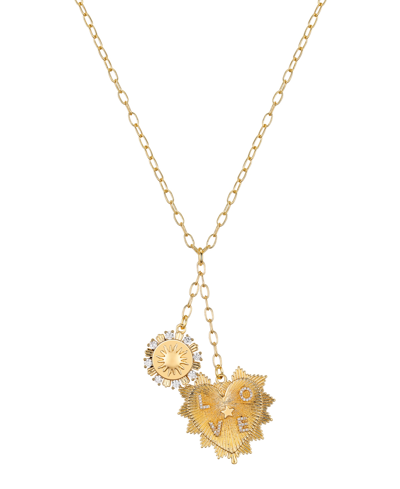 Shop Unwritten Cubic Zirconia Love Heart, Sun Pendant Y-necklace In Gold