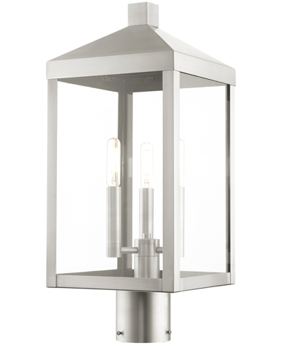 Shop Livex Nyack 3 Light Outdoor Post Top Lantern In Brushed Nickel