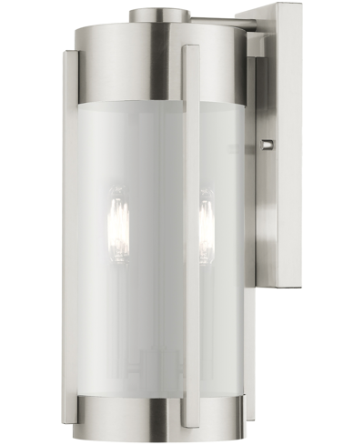 Shop Livex Sheridan 2 Light Outdoor Wall Lantern In Brushed Nickel