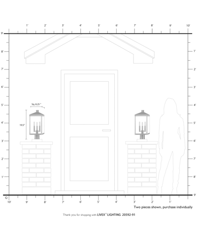 Livex Nyack 3 Light Outdoor Post Top Lantern In Brushed Nickel
