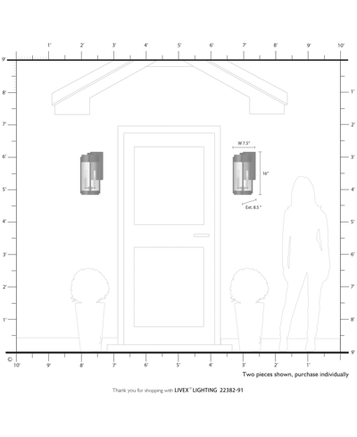 Livex Sheridan 2 Light Outdoor Wall Lantern In Brushed Nickel