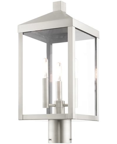 Shop Livex Nyack 3 Light Outdoor Post Top Lantern In Brushed Nickel