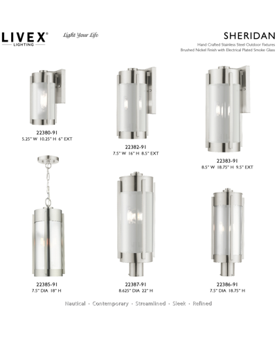 Shop Livex Sheridan 2 Light Outdoor Wall Lantern In Brushed Nickel